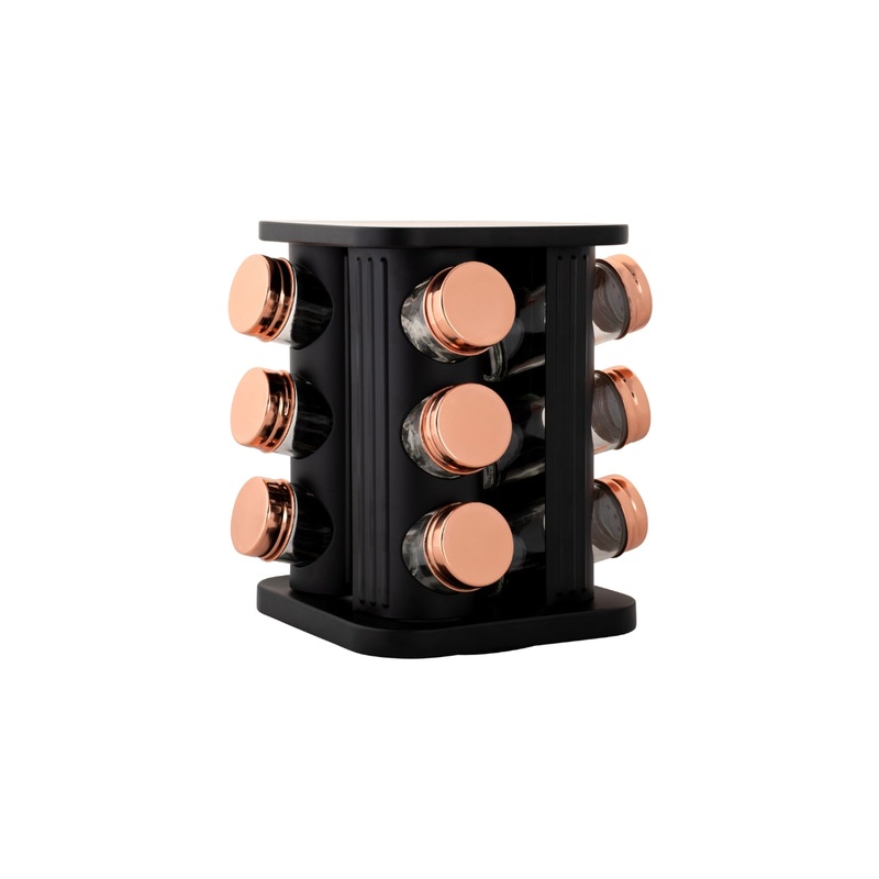 Astor Spice Rack 12pc Black Unfilled Gift Boxed