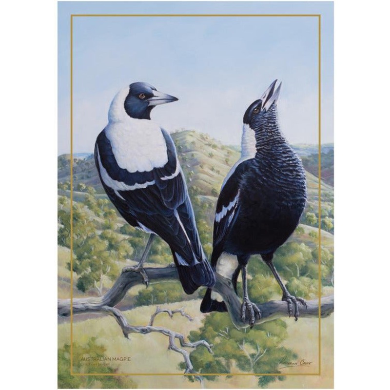 Birds Of Australia Anniversary Tea Towel - Magpie