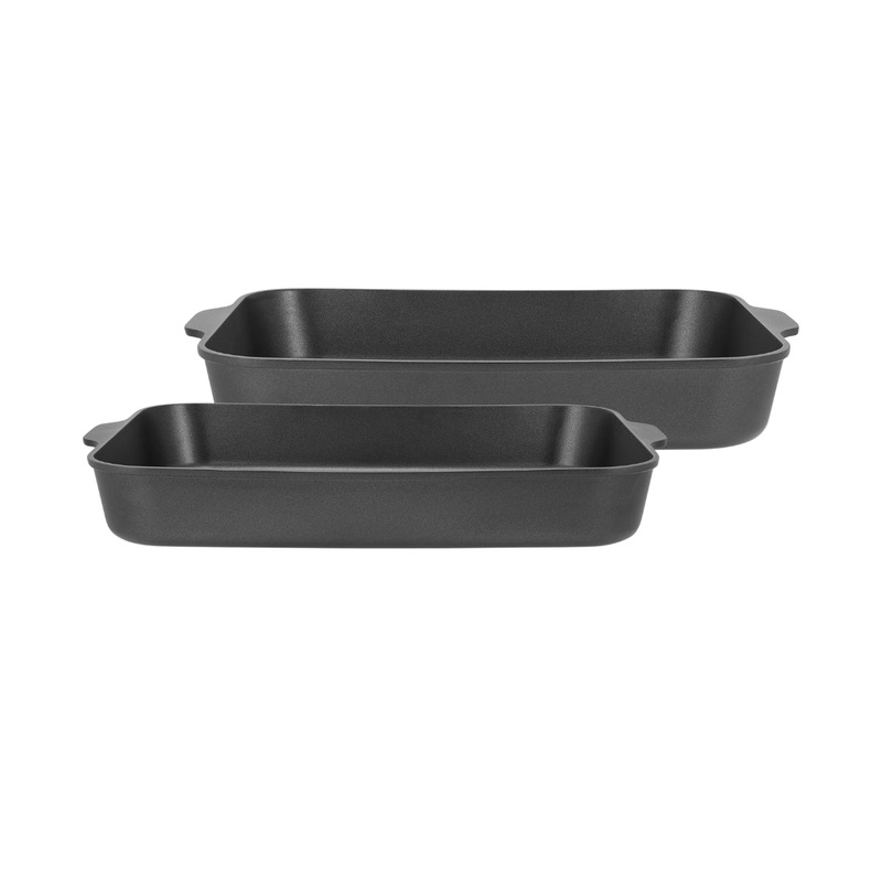 Cast Lite Non-Stick Roaster Set of 2 34/38cm Black Gift Boxed