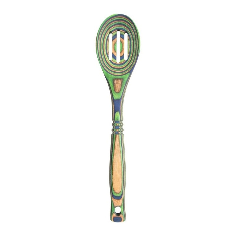 Island Bamboo Slotted Spoon - Peacock