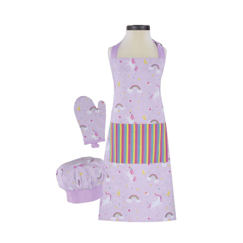 Handstand Kitchen Child's Apron Set - Rainbows & Unicorns
