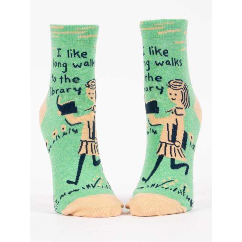 Blue Q Women's Ankle Socks- I Like Long Walks to the Library