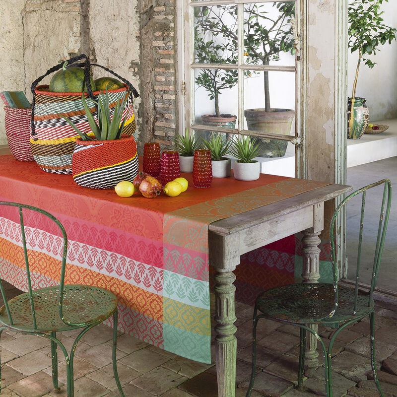Le Jacquard Franais- Bastide Red Pepper Coated Cotton Tablecloth(69X98)