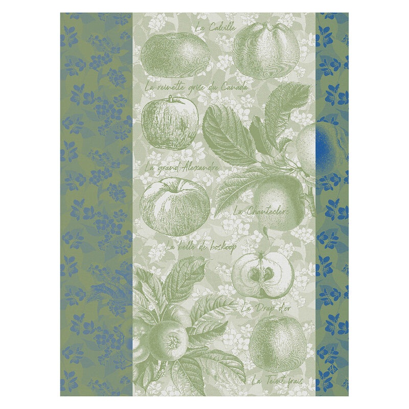Le Jacquard Franais- Pommes Green Cotton Tea Towel