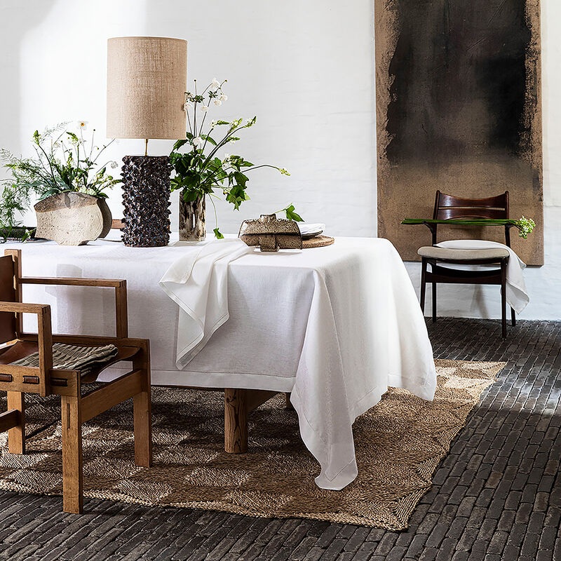 Le Jacquard Franais- Port Fiori White Linen Tablecloth (69X98)