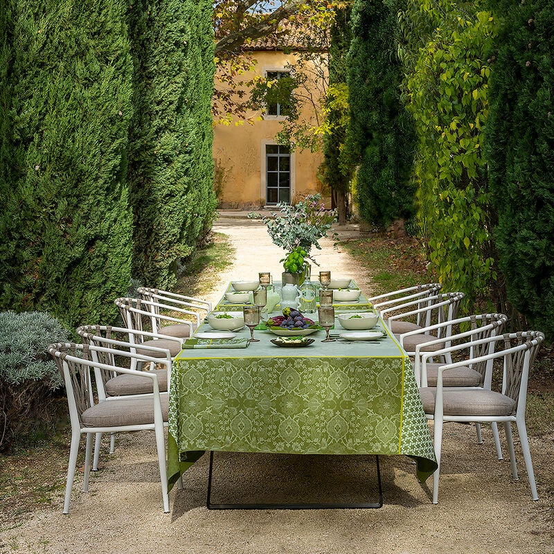 Le Jacquard Franais- Voyage Green Coated Cotton Tablecloth (69X98)