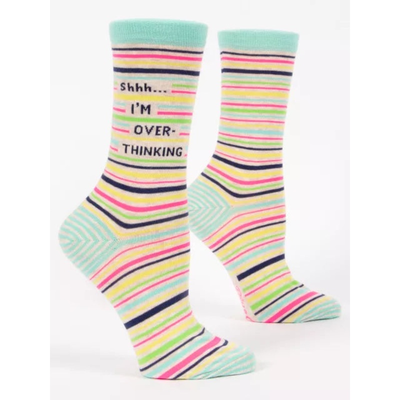 Blue Q Women Crew Socks - Shhh.... I'm Overthinking