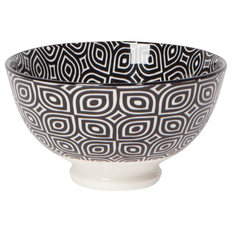 Now Designs 4" Stamped Bowl-  Black and White Geo