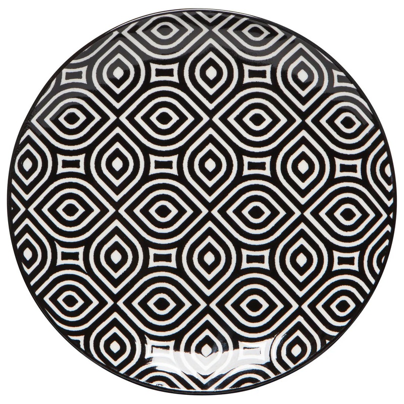 Now Designs 6" Stamped Plate- White and Black Geo