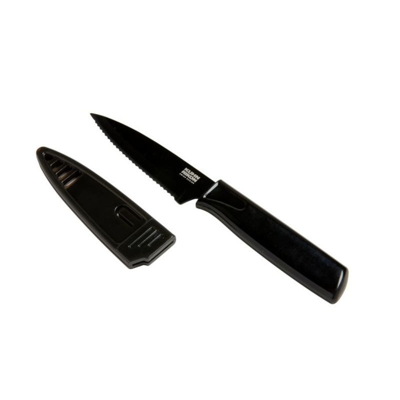 Kuhn Rikon Colori Serrated Paring Knife- Black