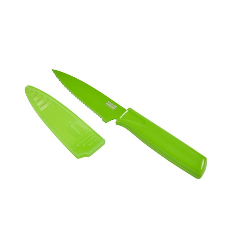 Kuhn Rikon Colori Serrated Paring Knife- Green