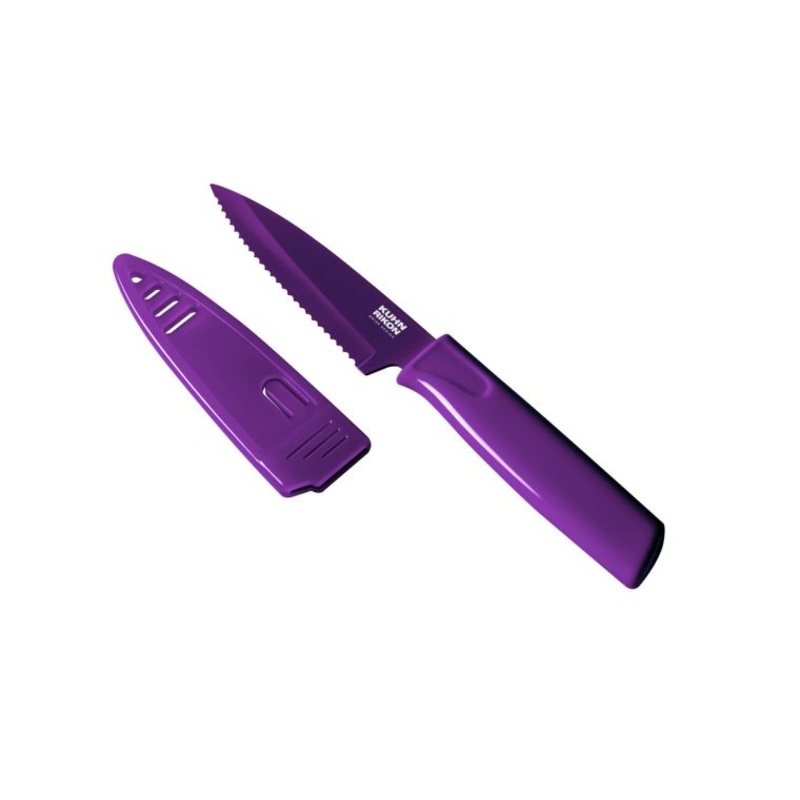 Kuhn Rikon Colori Serrated Paring Knife- Purple