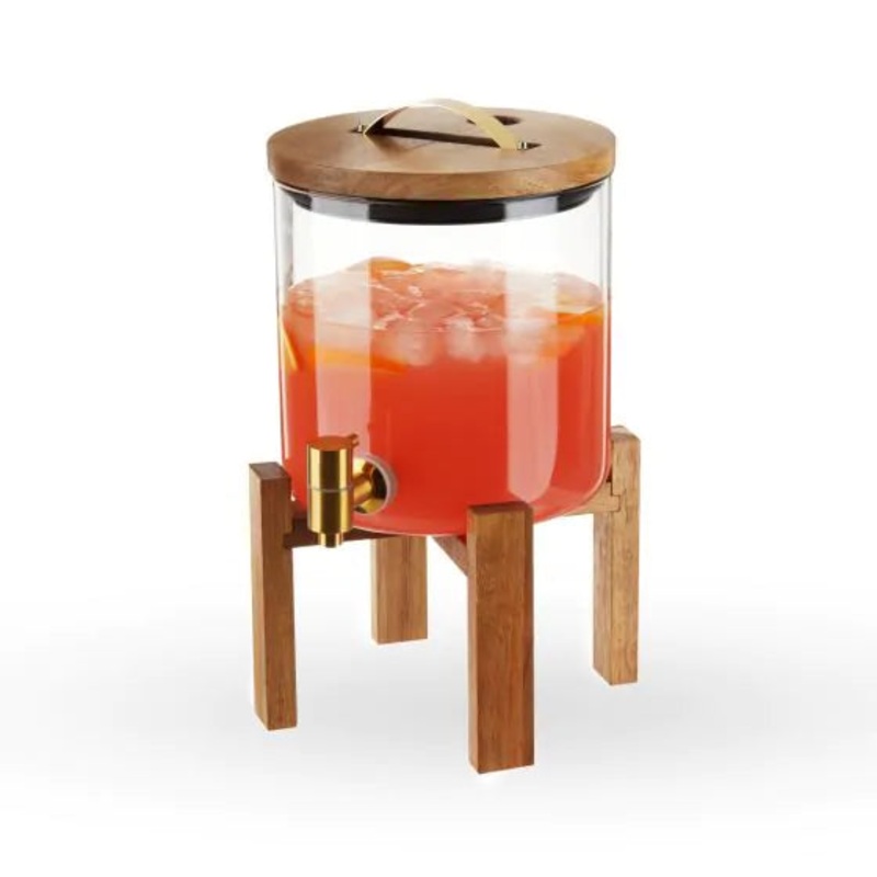 Twine Modern Manor Wood and Glass Drink Dispenser