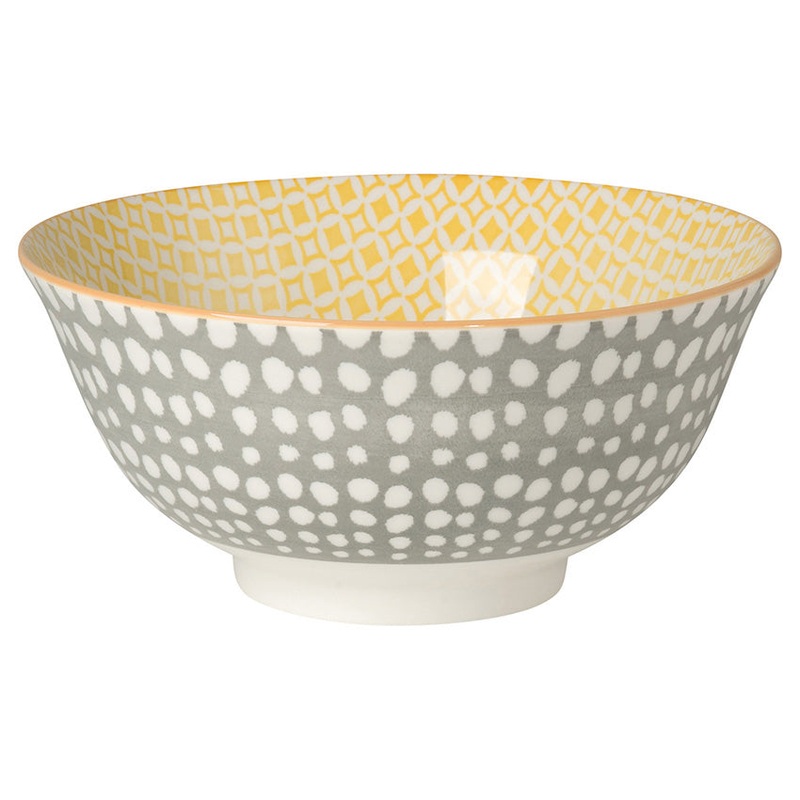 Now Designs 6" Stamped Bowl - Gray & Yellow
