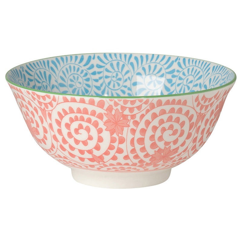 Now Designs 6" Stamped Bowl - Orange Swirls & Blue