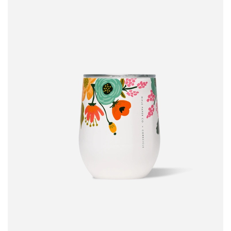 Corkcicle 12 oz Stemless - Lively Floral Cream
