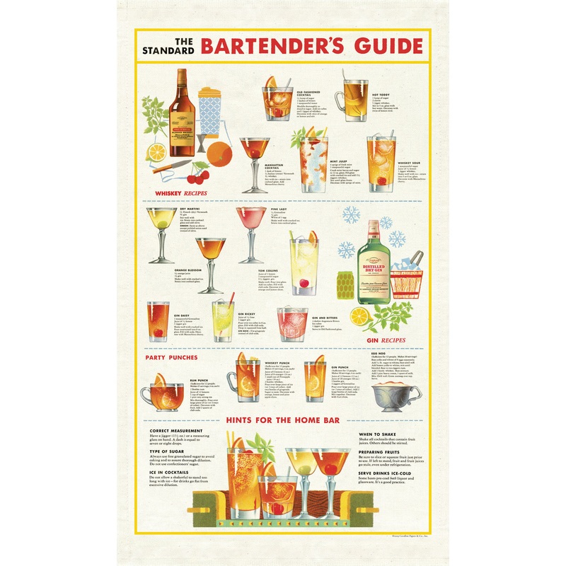 Cavallini & Co. Tea Towel - Bartender's Guide