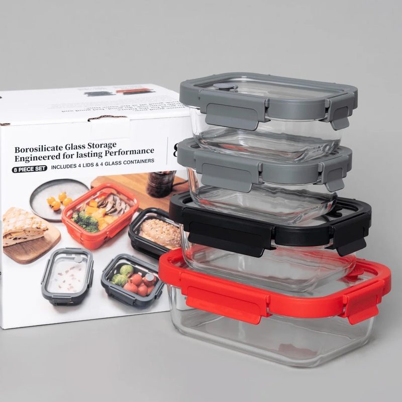 Genicook -Rectangular  Glass 8 Piece Set