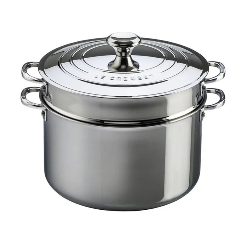 Le Creuset 9 Qt. Stainless Steel Stock Pot with Lid and Strainer