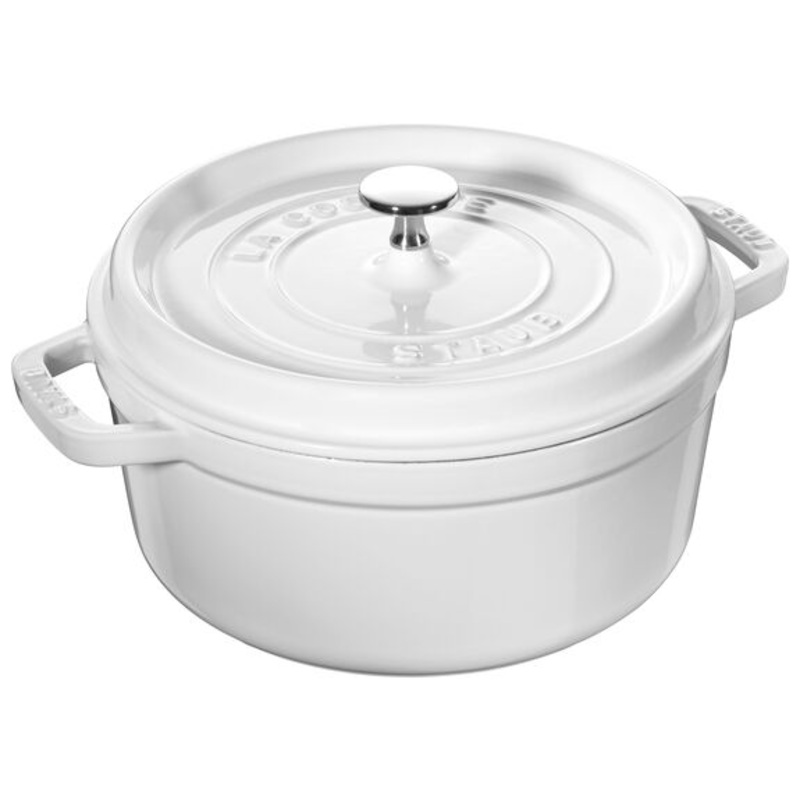 Staub 4 Qt Round Cocotte - White