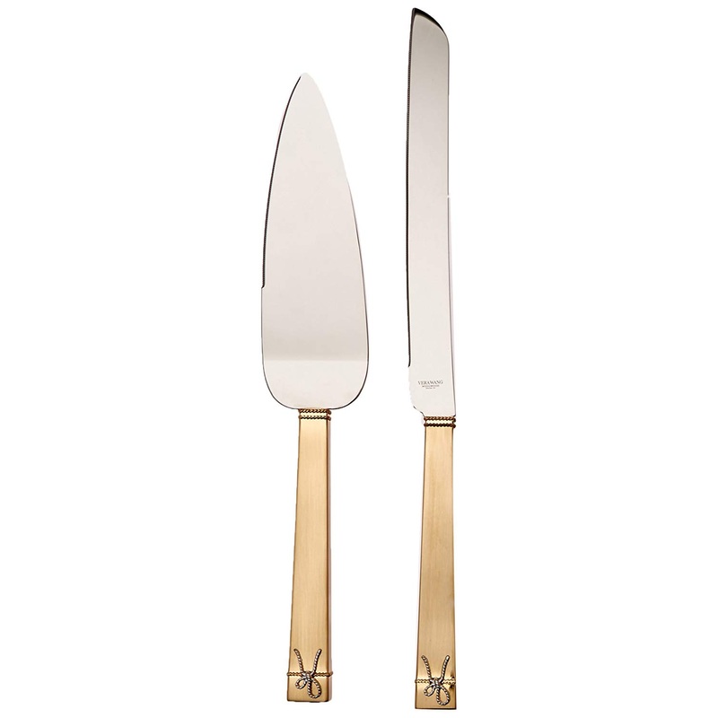 Wedgwood Vera Wang Love Knots Cake Knife and Server Set Gold