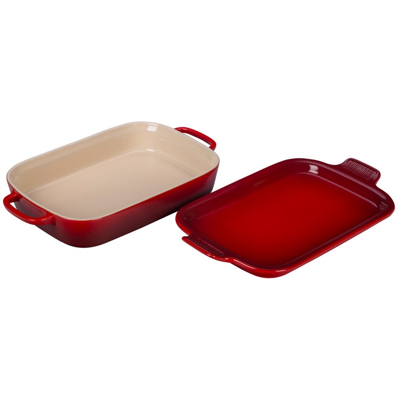 Le Creuset of America Le Creuset Stoneware Rectangular Dish with Platter Lid, 2.75 qt