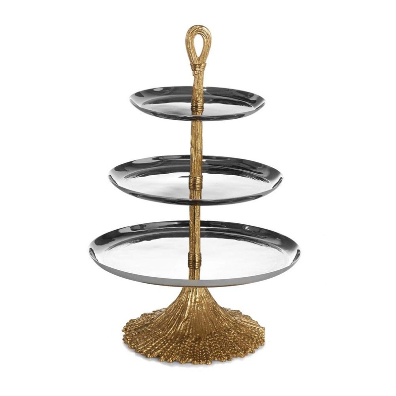 Michael Aram Wheat 3-Tier Gold Etagere