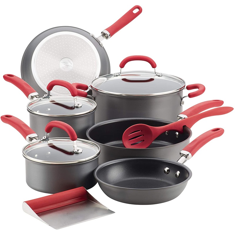 Rachael Ray Create Delicious Hard Anodized Nonstick Cookware Pots and Pans Set, 11 Piece