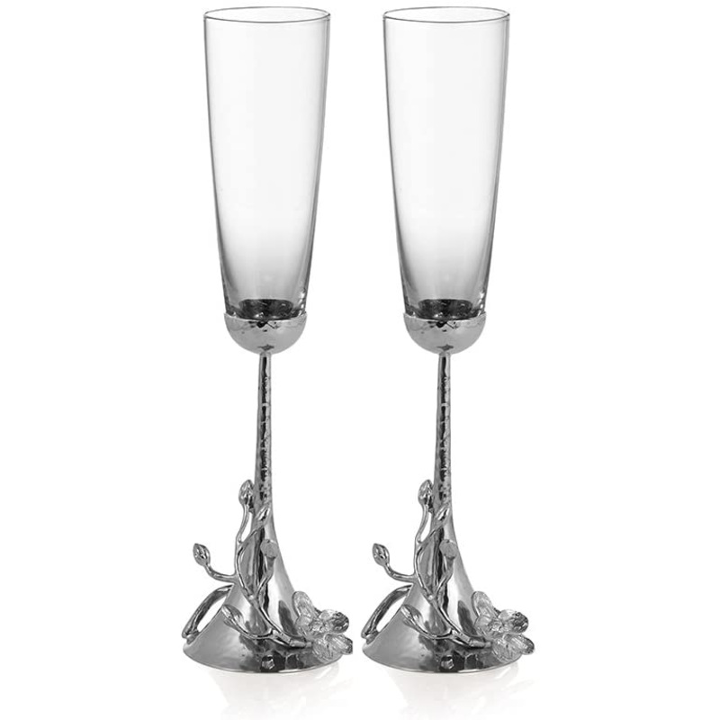 Michael Aram White Orchid Toasting Flutes S/2