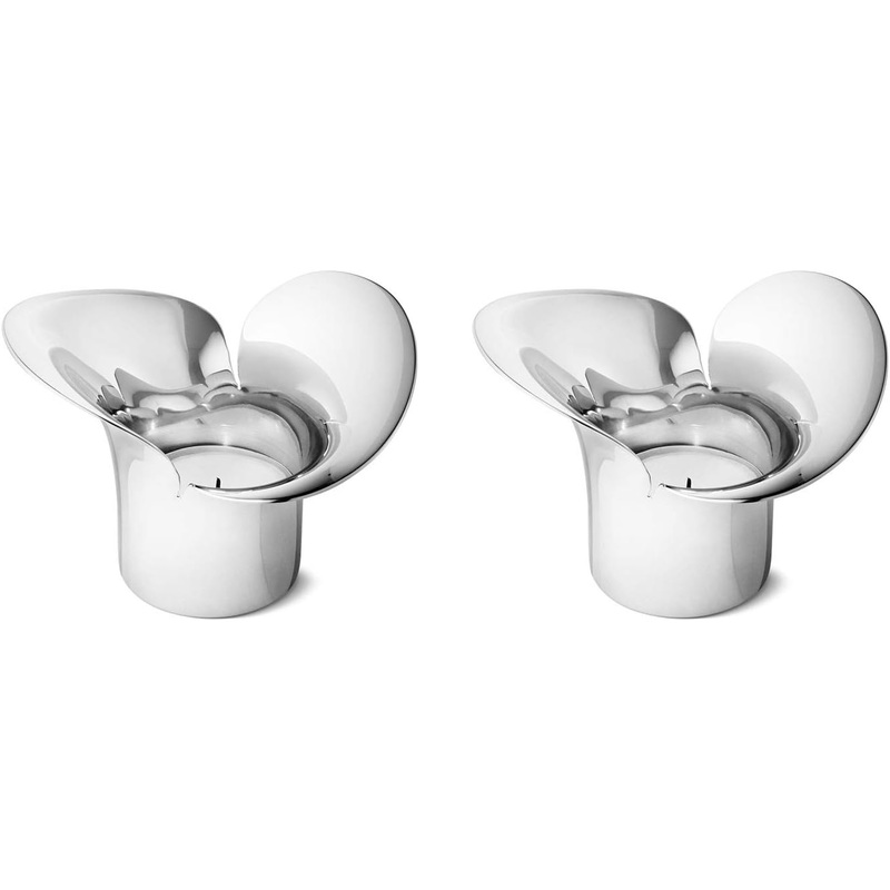 Georg Jensen Bloom Botanica Stainless Steel Tealight Candleholders, Set of 2