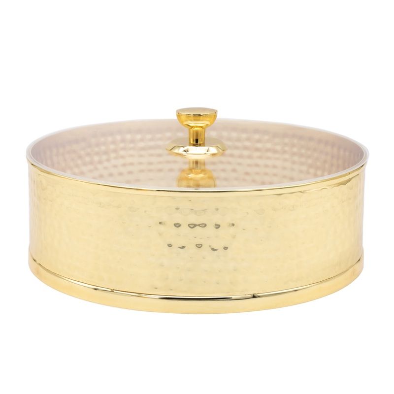 Godinger Stainless Hammered Gold Round Matzah Holder