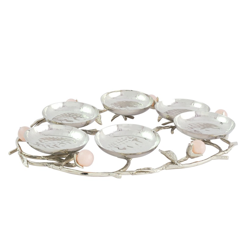 Godinger Stainless Hyaline Pink Seder Plate