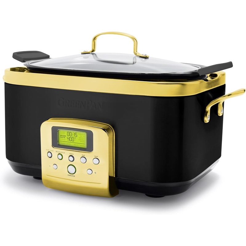 GreenPan Elite 8-in-1 Programmable 6QT Electric Slow Cooker,  Gold