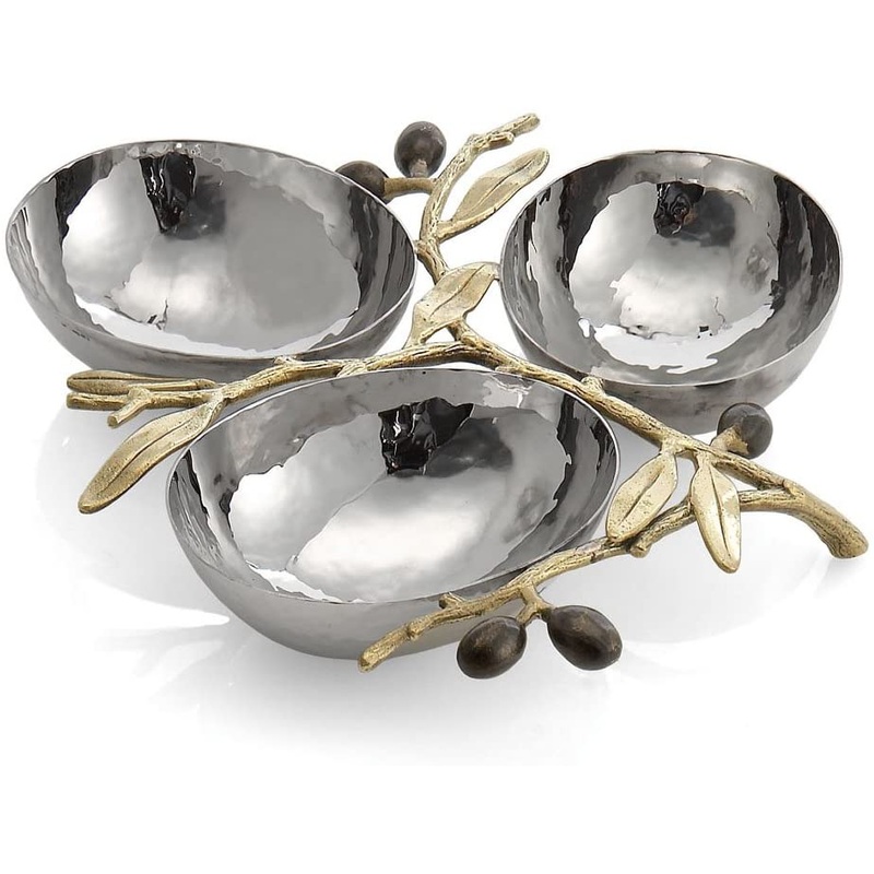 Michael Aram Olive Branch Gold Triple Compartment Dish