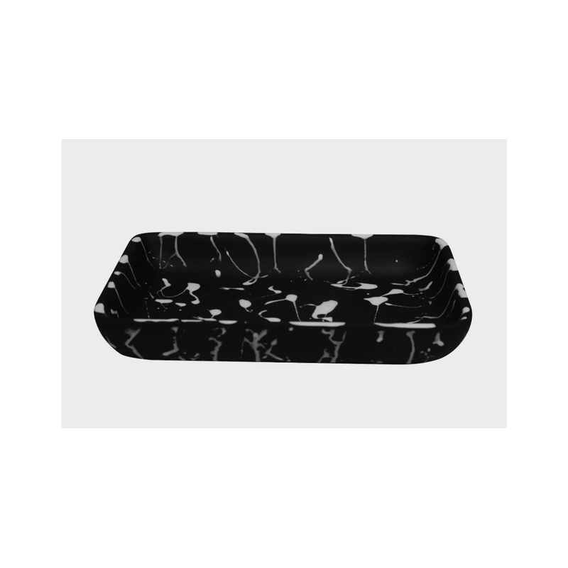 *SPECIAL PRICE* Nashi Home Signature Small Rectangular Tray, Solid Black with White Splatter