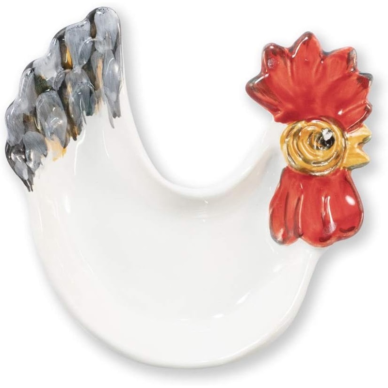 Vietri Fortunata Rooster Figural Footed Small Dipping Plate