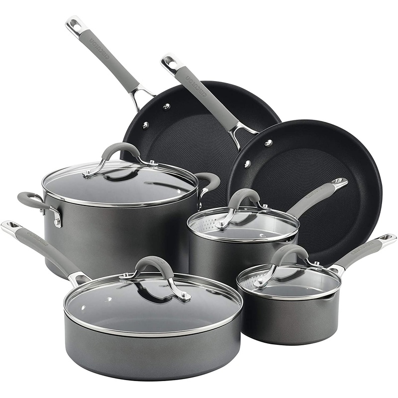 Circulon Elementum Hard Anodized Nonstick Cookware Pots and Pans Set, 10 Piece