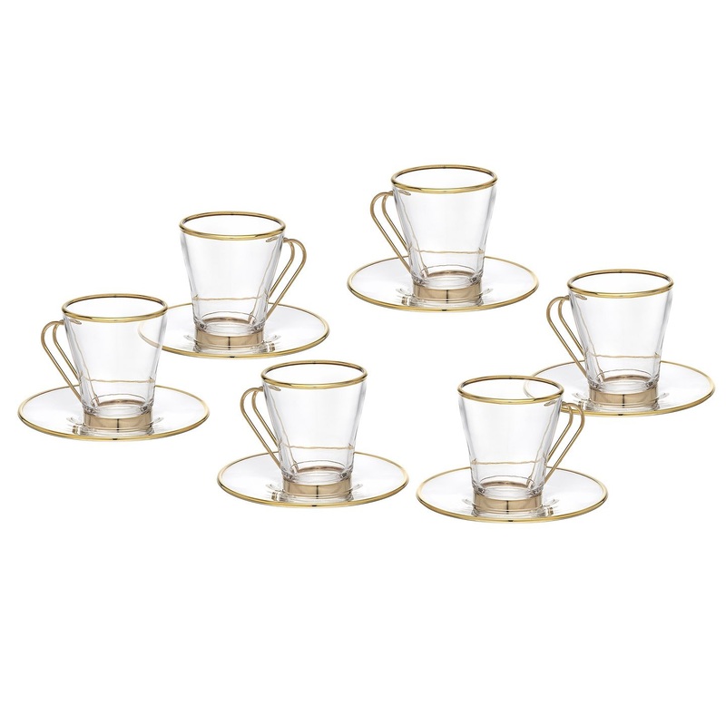 Godinger Citation Tea Set, Gold Rim, Set/12
