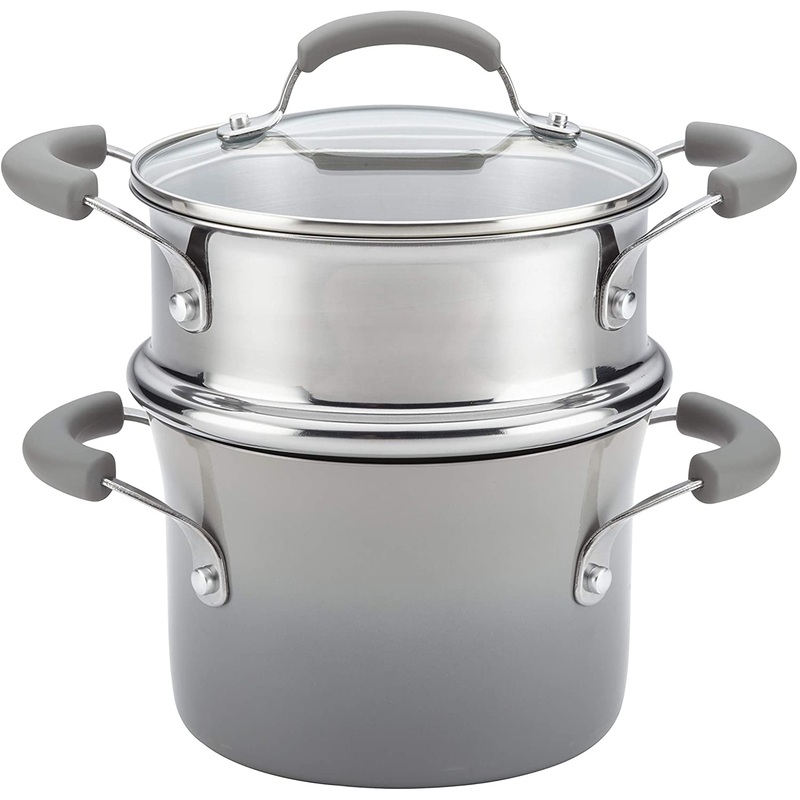 Rachael Ray Brights Sauce Pot/Saucepot with Steamer Insert, 3 Quart