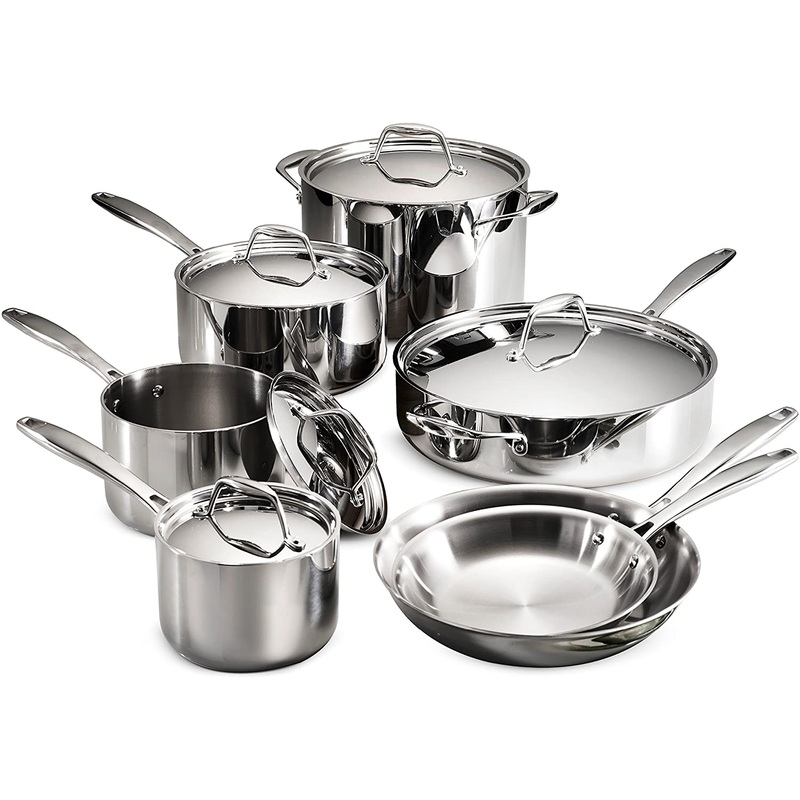 Tramontina Gourmet Stainless Steel Induction-Ready Tri-Ply Clad Cookware Set