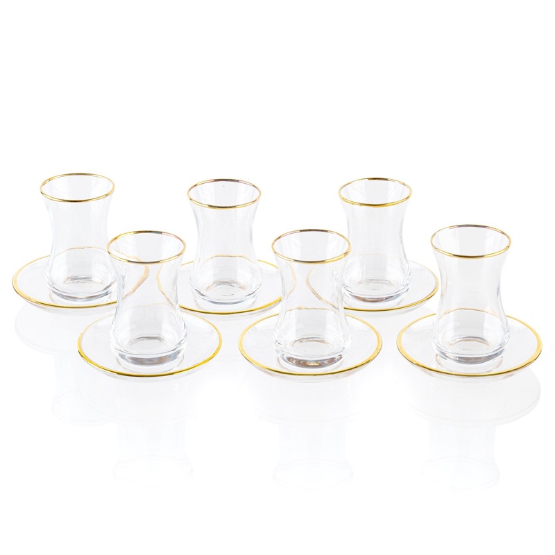Waterdale Collection Glass Cup & Saucer Set/6