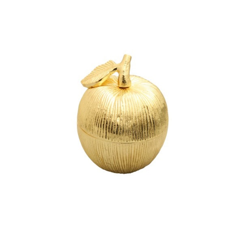 Classic Touch Gold Apple Shaped Honey Jar with Spoon - 3.75"D x 4.5"H