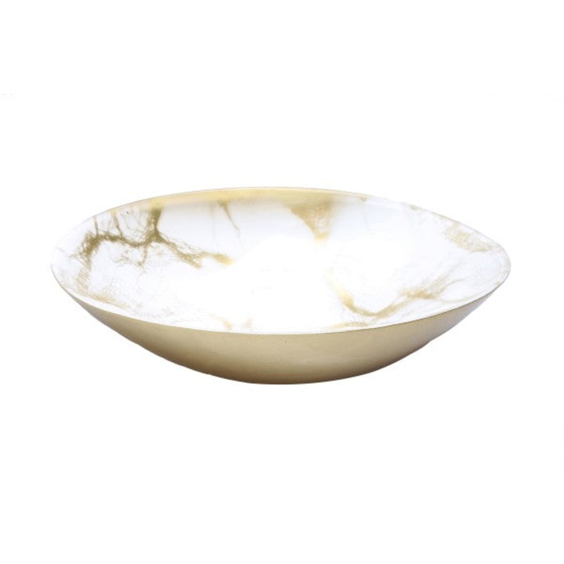 Classic Touch White and Gold Marbelize Bowl