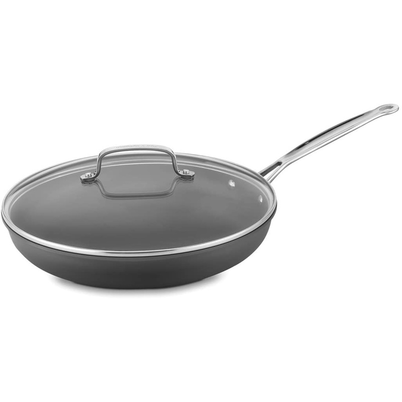 Cuisinart 622-30G Chef's Classic Nonstick Hard-Anodized 12-Inch Skillet with Glass Cover, Black