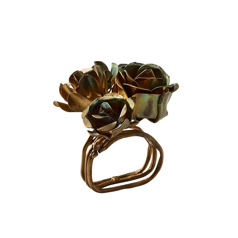 Kim Seybert Bouquet Napkin Ring in Gold, set of 4