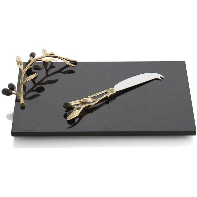 Michael Aram Olive Branch Gold Cheeseboard w/ small knife
