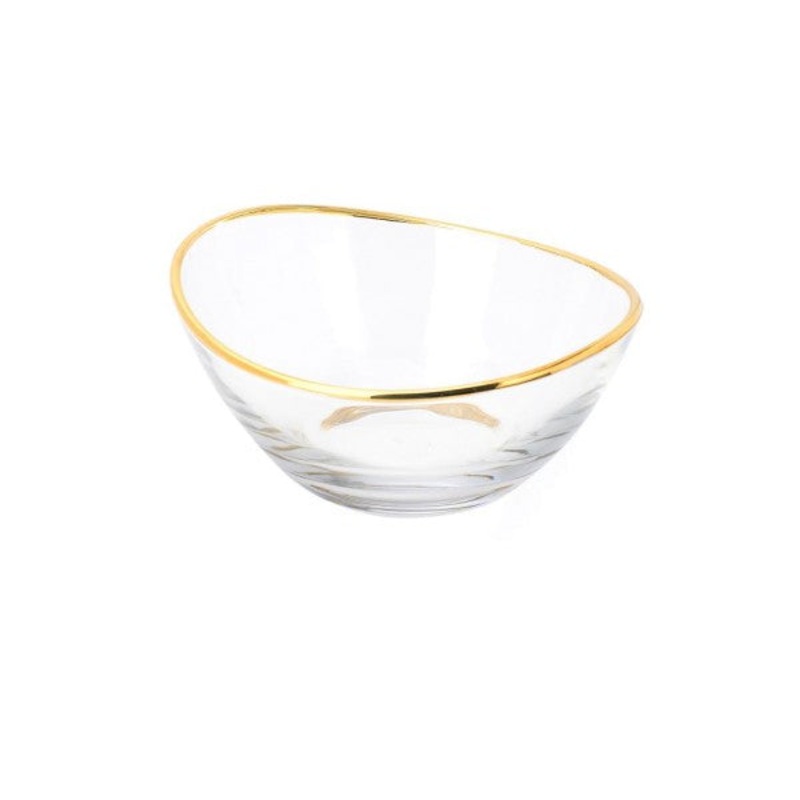 Classic Touch Glass Serving Bowl with Gold Trim