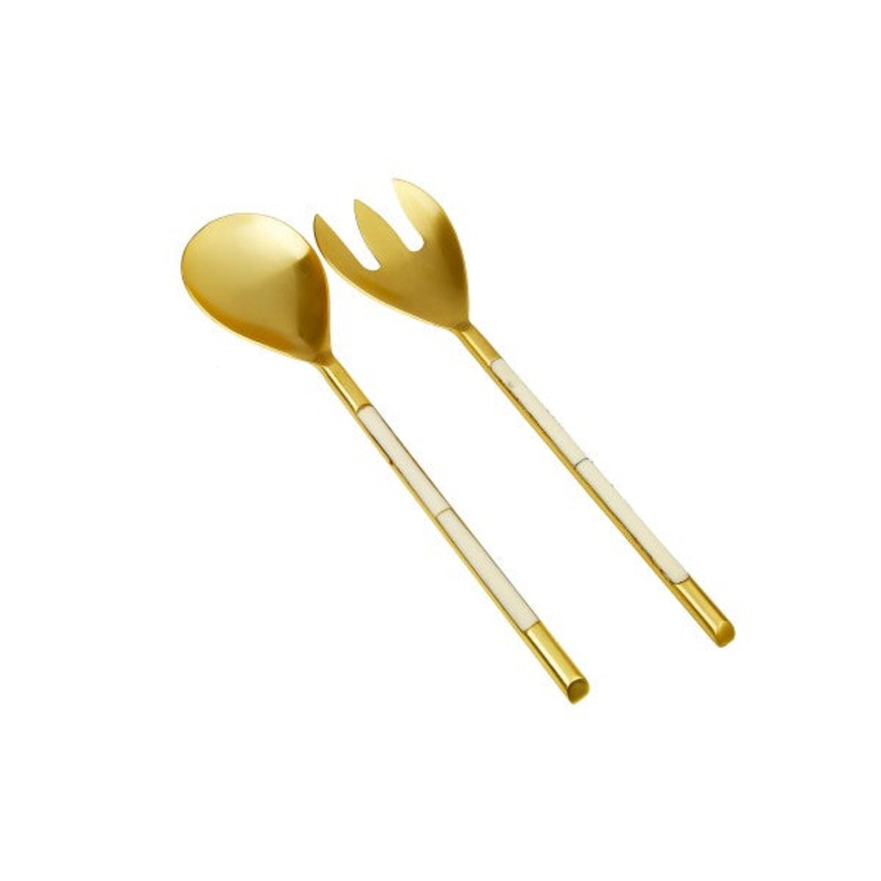 Classic Touch Gold Stainless Steel Salad Servers