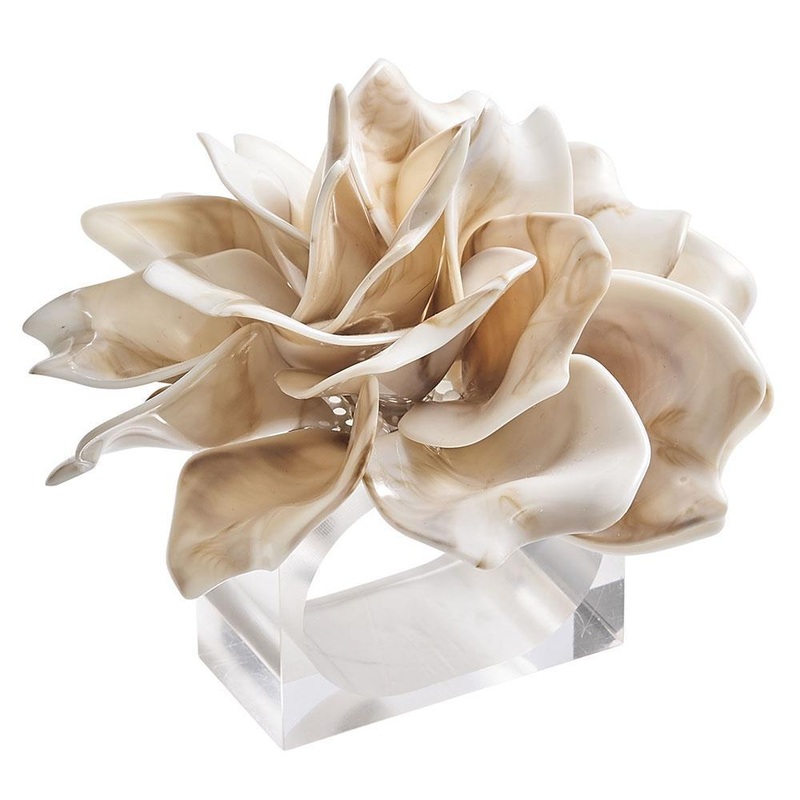 Kim Seybert Dahlia Napkin Ring Set of 4 Ivory