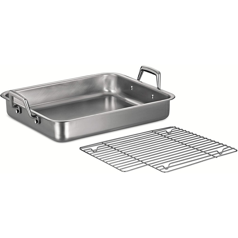 Tramontina Rectangular Roasting Pan with Basting Grill Stainless Steel